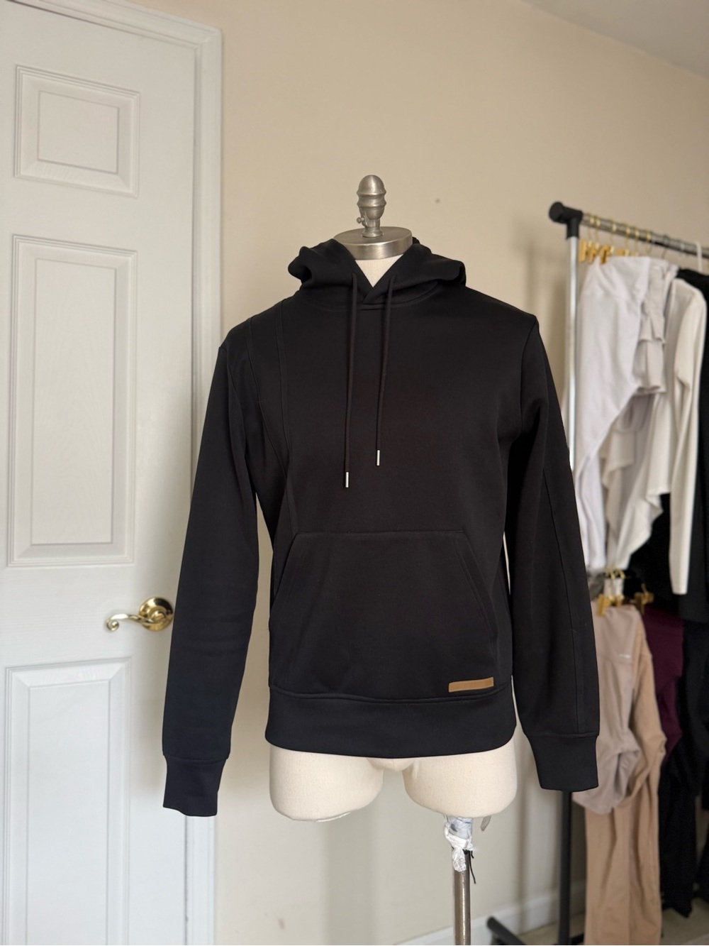 Helmut Lang Black Pullover Hoodie with Kangaroo Pocket